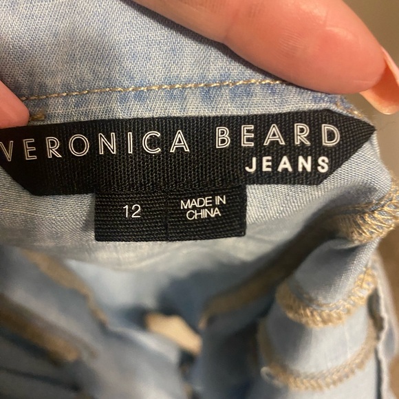 VERONICA BEARD $295 FADE DENIM PEPLUM SQAURE NECK TANK TOP SIZE 12 GUC - Picture 10 of 11